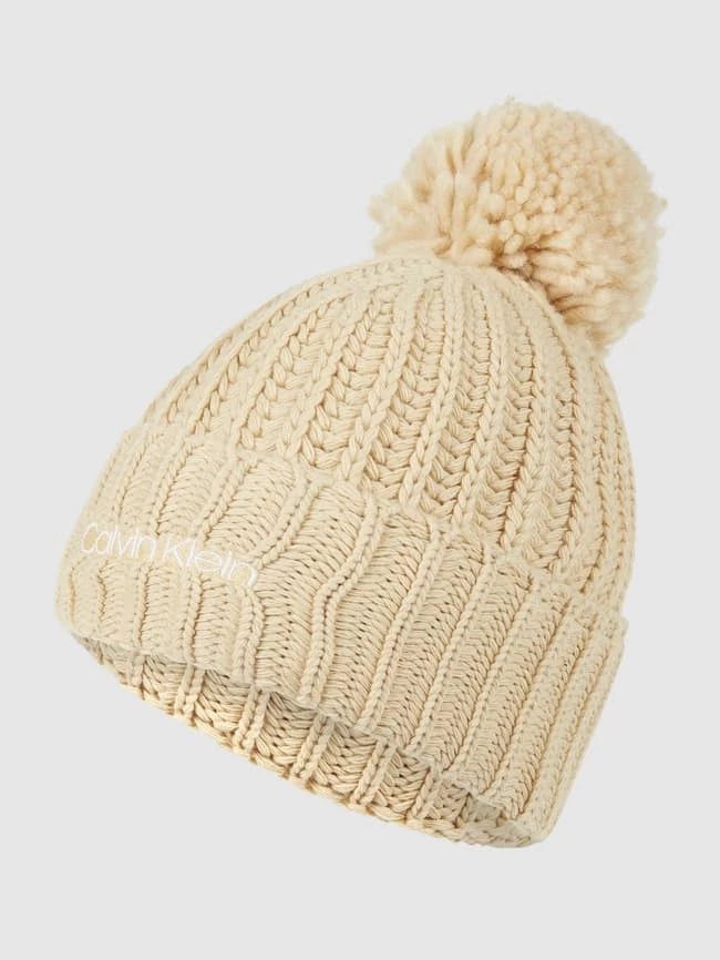 CK Calvin Klein Pudelmütze Mit Kaschmir-Anteil - Beige 1 CK Calvin Klein Pudelmütze Mit Kaschmir-Anteil - Beige