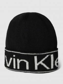 CK Calvin Klein Beanie Mit Label-Detail Modell 'ECO REVERSO' - Schwarz