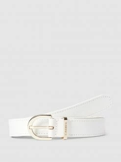 CK Calvin Klein Ledergürtel Mit Label-Detail Modell 'MUST' - Weiß