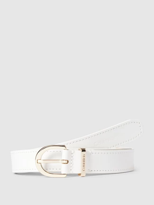 CK Calvin Klein Ledergürtel Mit Label-Detail Modell 'MUST' - Weiß