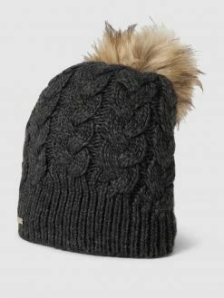 Seeberger Pudelmütze Mit Zopfmuster - Mittelgrau
