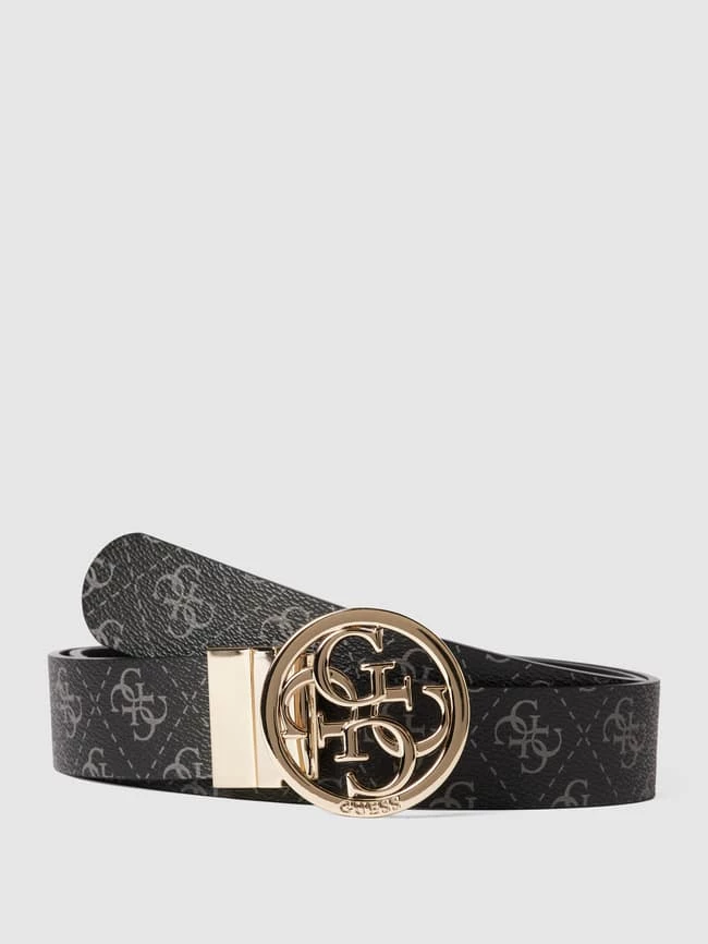 Guess Gürtel Mit Allover-Logo-Muster - Schwarz