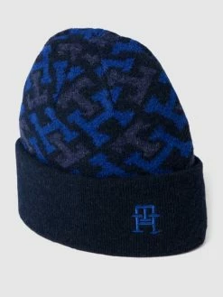 Tommy Hilfiger Beanie Mit Monogramm-Muster Modell 'ICONIC MONOGRAM' - Marineblau