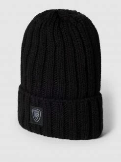 Blauer Usa Beanie In Strick-Optik - Schwarz