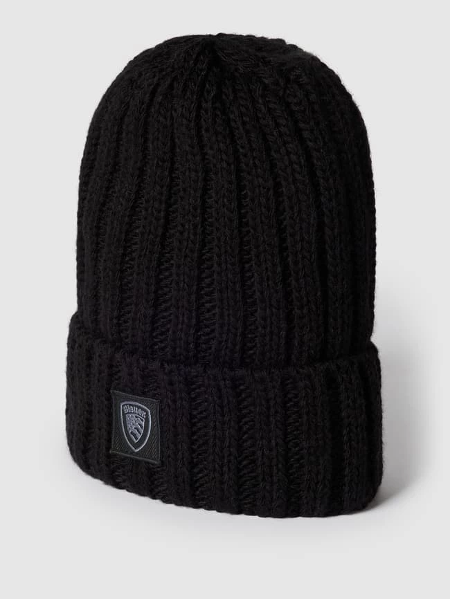 Blauer Usa Beanie In Strick-Optik - Schwarz