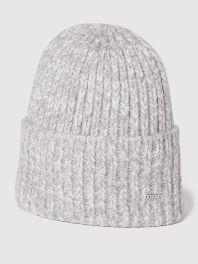 Opus Beanie Mit Label-Detail Modell 'afloppi' - Hellgrau 1 Opus Beanie Mit Label-Detail Modell 'afloppi' - Hellgrau