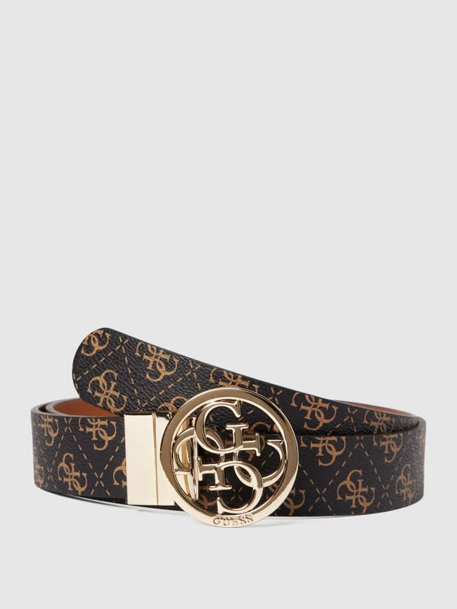 Guess Gürtel Mit Allover-Logo-Muster - Dunkelbraun 1 Guess Gürtel Mit Allover-Logo-Muster - Dunkelbraun