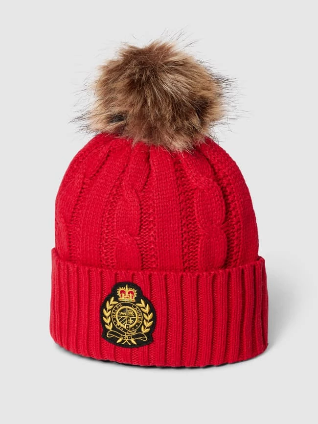 Lauren Ralph Lauren Pudelmütze Mit Label-Patch - Rot 1 Lauren Ralph Lauren Pudelmütze Mit Label-Patch - Rot