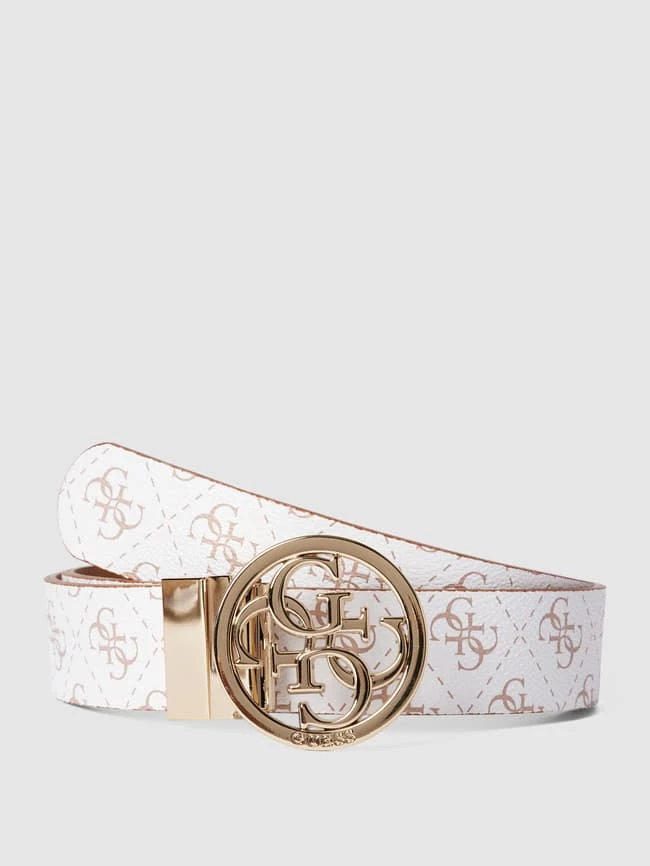 Guess Gürtel Mit Allover-Logo-Muster - Weiß