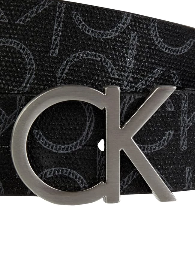 CK Calvin Klein Ledergürtel Mit Logo-Muster - Schwarz 2 CK Calvin Klein Ledergürtel Mit Logo-Muster - Schwarz – Bild 2
