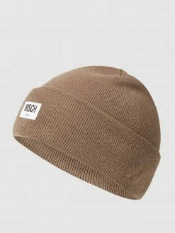 MOSS COPENHAGEN Beanie Mit Label-Patch Modell 'Mojo' - Dunkelbraun