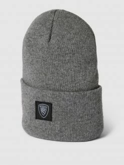 Blauer Usa Beanie Mit Label-Patch - Mittelgrau