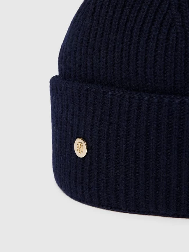 Tommy Hilfiger Beanie Mit Label-Detail Modell 'ELEVATED' - Blau 2 Tommy Hilfiger Beanie Mit Label-Detail Modell 'ELEVATED' - Blau – Bild 2