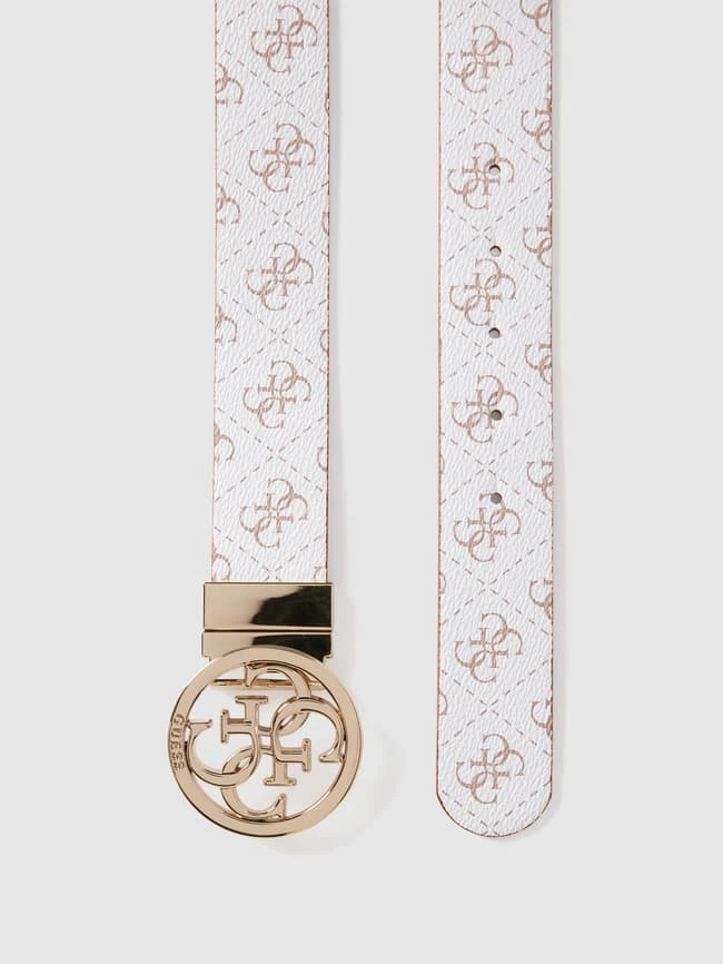 Guess Gürtel Mit Allover-Logo-Muster - Weiß – Bild 3