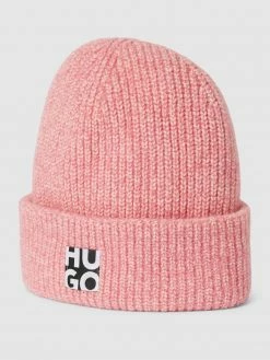 HUGO Beanie In Strick-Optik - Rosa