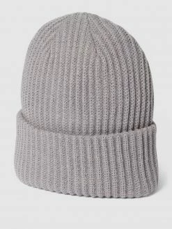 Pieces Beanie Mit Breitem Umschlag - Hellgrau Meliert