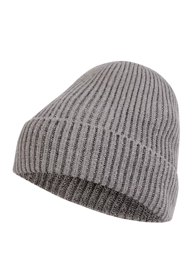 S.Oliver RED LABEL Beanie Mit Effektgarn - Mittelgrau Meliert