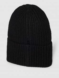 Mango Beanie In Ripp-Optik - Schwarz
