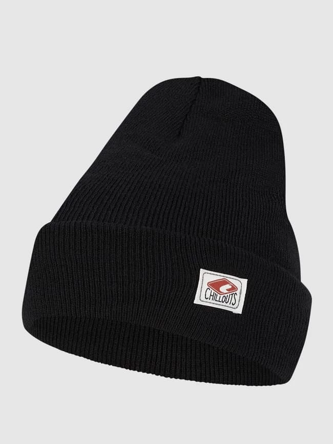 Chillouts Beanie Mit Logo-Aufnäher Modell 'Mitch' - Schwarz