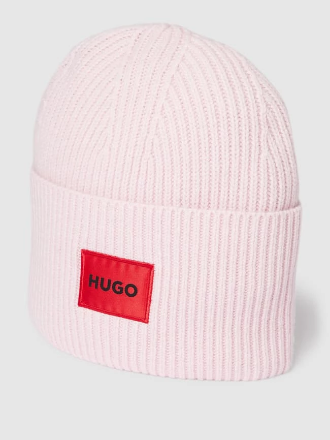 HUGO Beanie Mit Label-Detail Modell 'XAFF' - Hellrosa