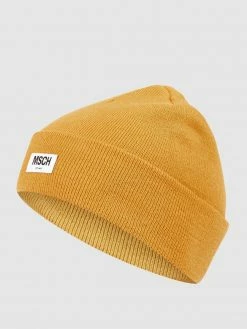MOSS COPENHAGEN Beanie Mit Label-Patch Modell 'Mojo' - Gelb