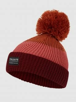 Chillouts Pudelmütze Mit Blockstreifen Modell 'Wanda' - Bordeaux Rot