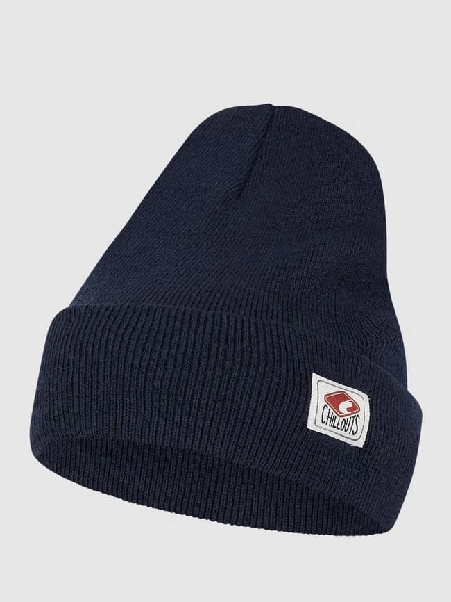Chillouts Beanie Mit Logo-Aufnäher Modell 'Mitch' - Marineblau