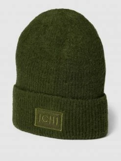 ICHI Beanie Mir Label-Patch Modell 'IAIVONA' - Dunkelgrün