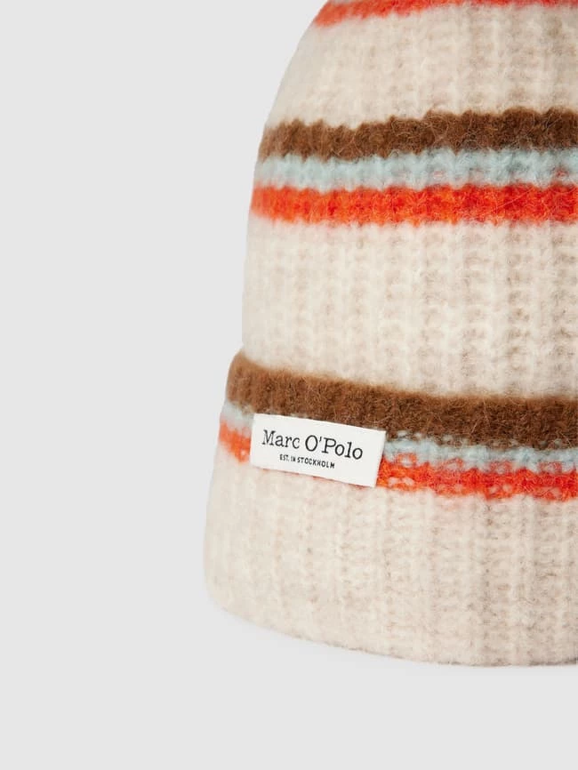 Marc O'Polo Beanie Mit Kontraststreifen Modell 'Rib Beanie Stripes' - Sand Meliert – Bild 2