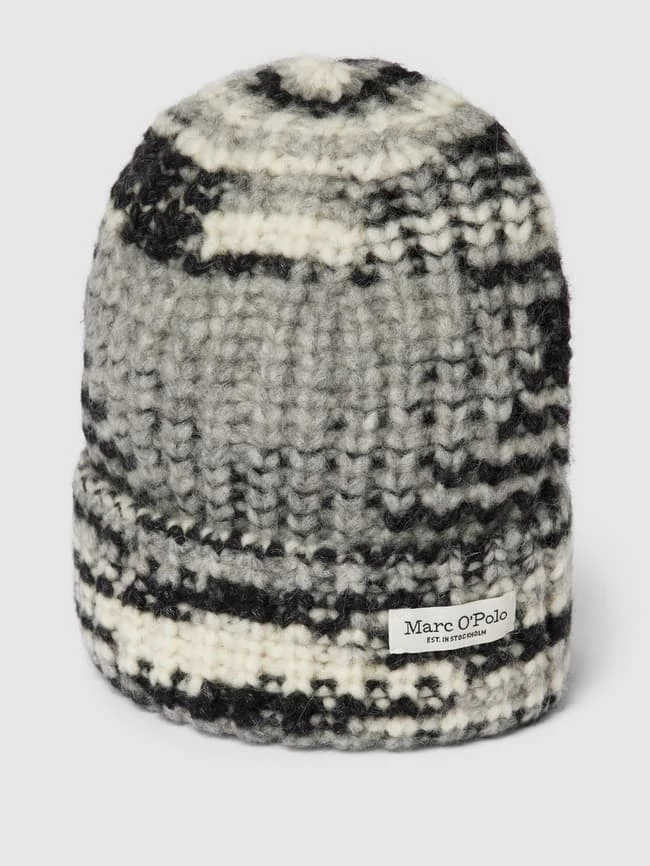 Marc O'Polo Beanie Mit Allover-Muster - Schwarz 1 Marc O'Polo Beanie Mit Allover-Muster - Schwarz