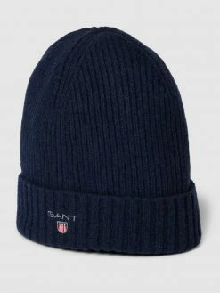 Gant Beanie Mit Label-Stitching Modell 'LINED' - Marineblau