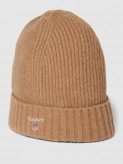 Gant Beanie Mit Label-Stitching Modell 'LINED' - Mittelbraun