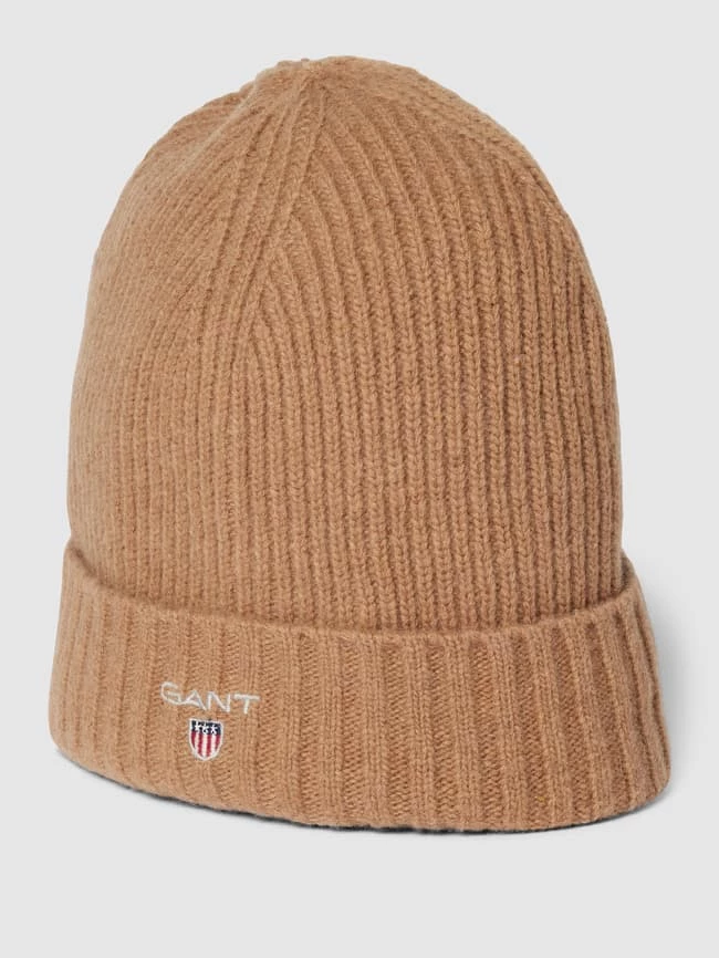 Gant Beanie Mit Label-Stitching Modell 'LINED' - Mittelbraun