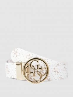 Guess Gürtel Mit Allover-Logo-Muster - Weiß